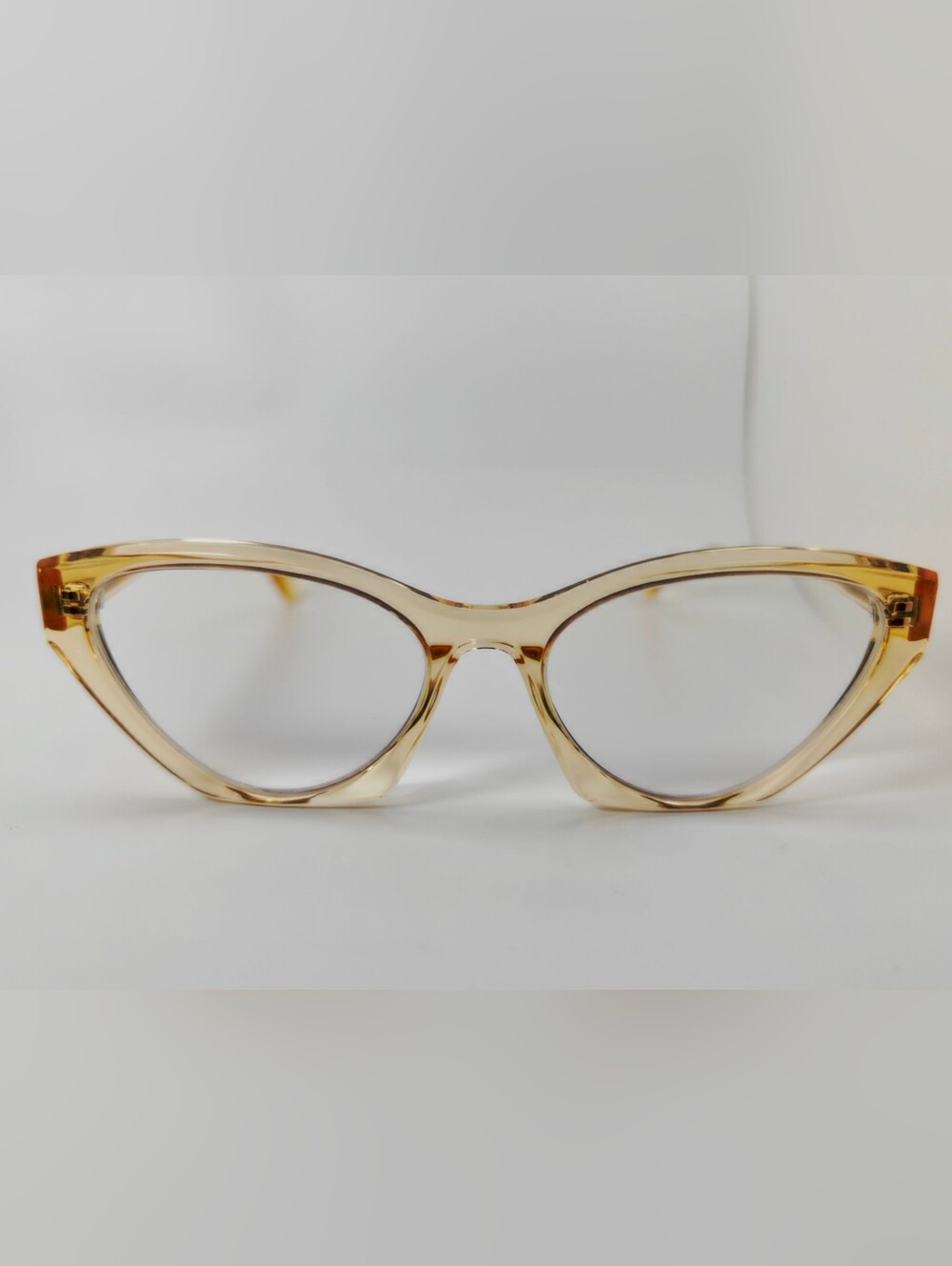 Angelina. Transparent Amber Cat-Eye Women's Glasses. Beautiful..